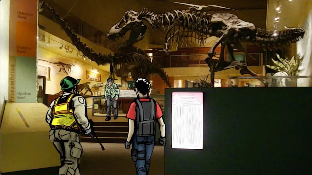 An animated zombie pandemic scenario helps students in the family nurse practitioner doctorate of nursing practice program at the Uniformed Services University of the Health Sciences to understand key principles in responding to and understanding population health – the overall health of a group, be it a group of employees, a community, or entire nation. USHS graphic
