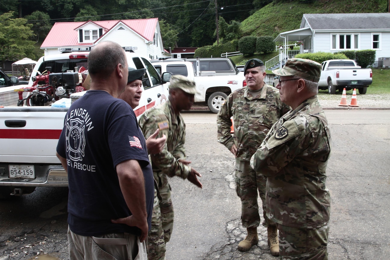Gen. Frank Grass, the National Guard Bureau chief, visited the town of Clendenin, W.Va., one of the many communities devastated by historic flooding last week. During his visit, he also visited the West Virginia National Guard Joint Operation Center where he was briefed on various flood-related operations across the state. Grass thanked the more than 600 WVNG Soldiers and Airmen who have been activated to help assist in various ways including search and rescue, going out as Community Assessment Teams to check on residents, aviation, reconnaissance, debris removal, food and water distribution, cleaning, and operations. 