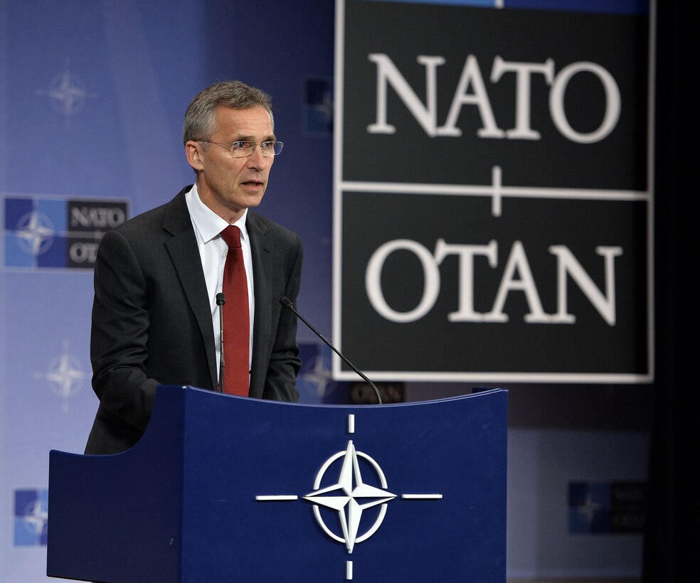 NATO Secretary General Jens Stoltenberg briefs the press in Brussels on the agenda for the July 8-9 Warsaw Summit in Poland, July 4, 2016. NATO photo