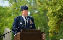 Col. Matthew Brooks, 5th Bomb Wing commander, speaks during Minot’s 2016 4th of July Festival at Roosevelt Park in Minot, N.D., July 4. In celebration of our nation’s independence, the festival also featured food, games and performances. (U.S. Air Force photo/Senior Airman Apryl Hall)