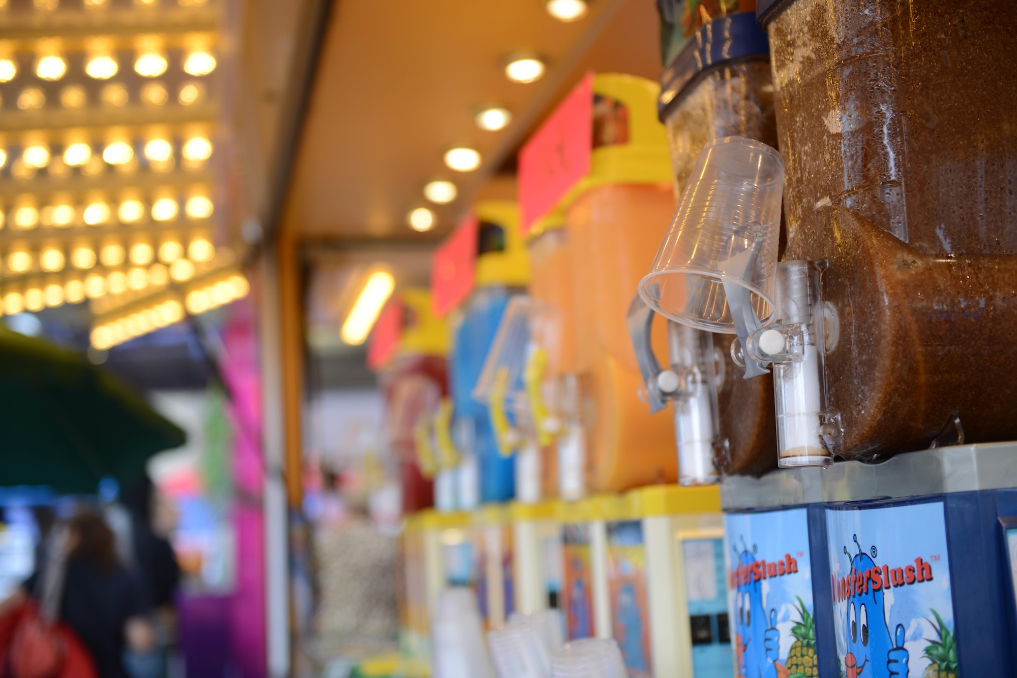 Slushies sit on a kiosk ready for consumption during Freedom Fest 2016 at Ramstein Air Base, Germany, July 4, 2016. The Independence Day celebration included a variety of foods, games, rides and fireworks for Kaiserslautern Military Community members. (U.S. Air Force Photo/ Airman 1st Class Joshua Magbanua)