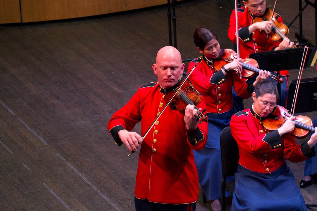 The Marine Chamber Orchestra performs in concert at the Rachel M. Schlesinger Concert Hall at Northern Virginia Community College on March 3, 2013. (U.S. Marine Corps photo by GySgt Amanda Simmons/released)