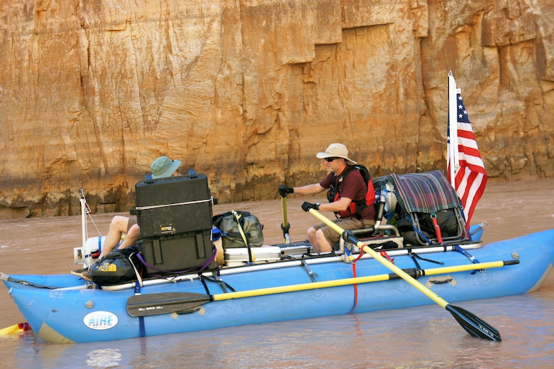 Matt Montgomery takes a turn at the oars while rafting the Colorado River through the Grand Canyon in October 2015.