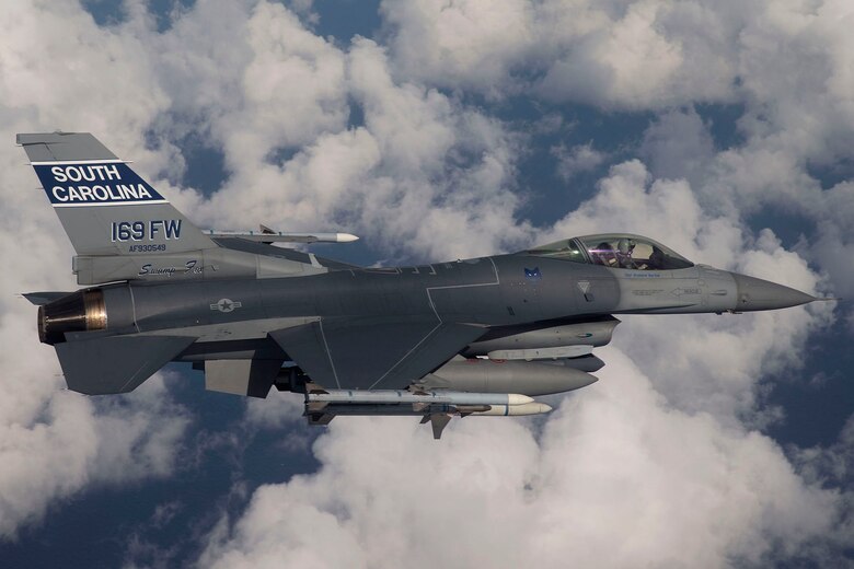 Airmen and F-16 Fighting Falcons with the 169th Fighter Wing from McEntire Joint National Guard Base, South Carolina, are set to deploy to Osan Air Base, Republic of Korea, mid-July in support of U.S. Pacific Command's Theather Security Package.(U.S. Air National Guard Courtesy Photo/Released)