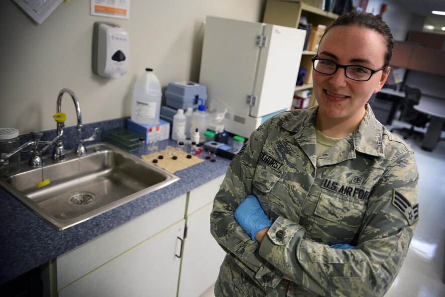 Senior Airman Samantha Parkhurst, 47th Medical Operations Squadron bioenvironmental engineering technician, was recently accepted into the U.S. Air Force Academy Preparatory School in Colorado Springs, Colo., through the LEAD program. The Leaders Encouraging Airman Development program was started to give unit commanders the opportunity to recognize and nominate their highly qualified and deserving enlisted Airmen to attend the USAF Academy or the academy preparatory school. (U.S. Air Force photo/Senior Airman Ariel D. Partlow)