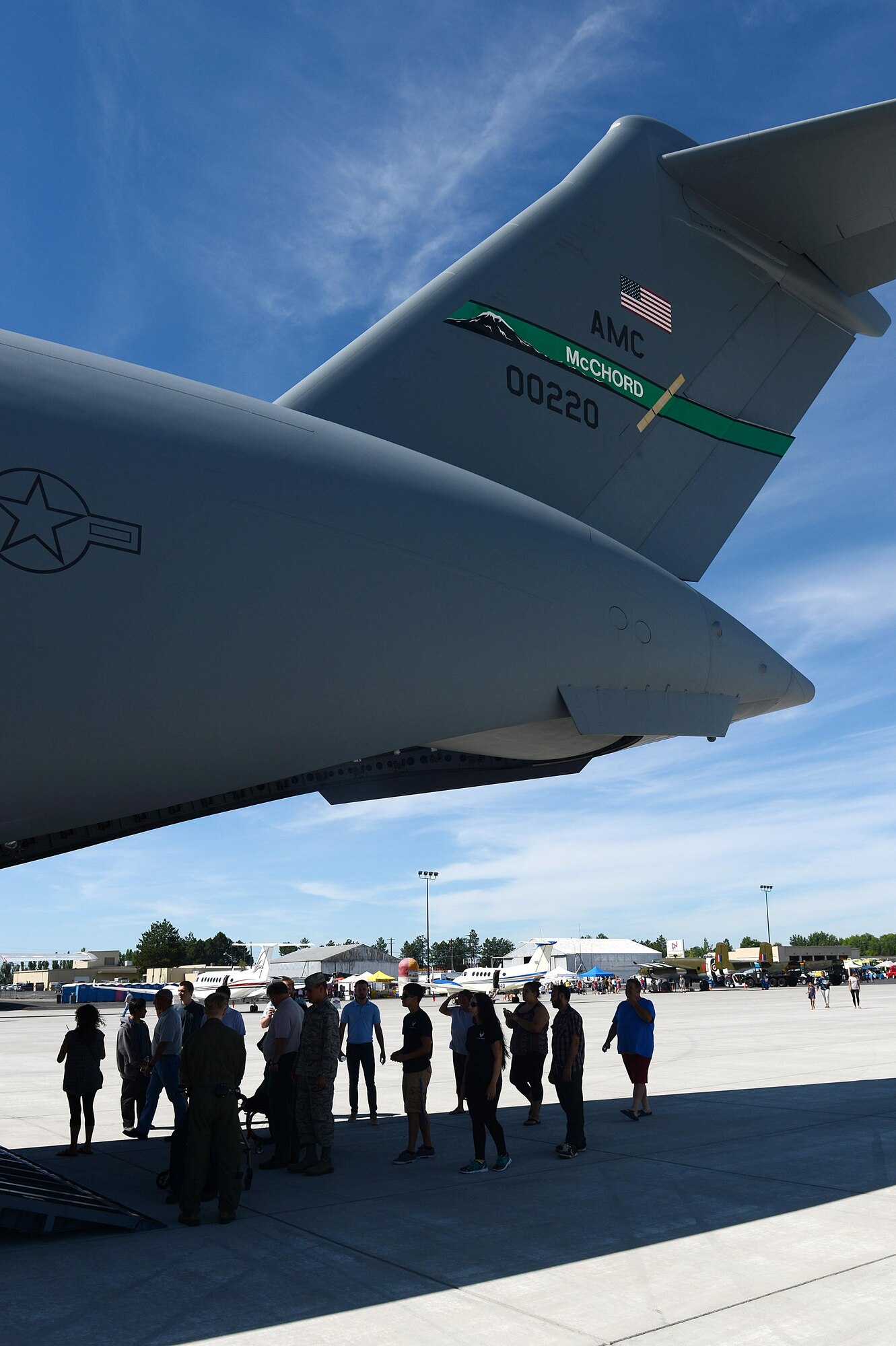 Members of the Moses Lake community tour a 62nd Airlift Wing C-17 Globemaster III during the 50th Anniversary of the Port of Moses Lake July 1, 2016 at Grant County International Airport, Wash. To mark the 50th Anniversary from the day the U.S. Air Force handed over the keys of Larson Air Force Base to the Port of Moses Lake, officials hosted an open house for the local community. (U.S. Air Force photo/Senior Airman Divine Cox)