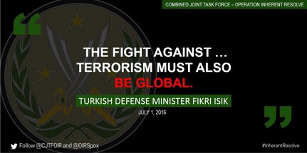 Turkey's Defense Minister on Friday called for his German counterparts to not make distinctions between terrorist groups, while Turkey faces terror threats from DAESH as well as the PKK terrorist organizations.