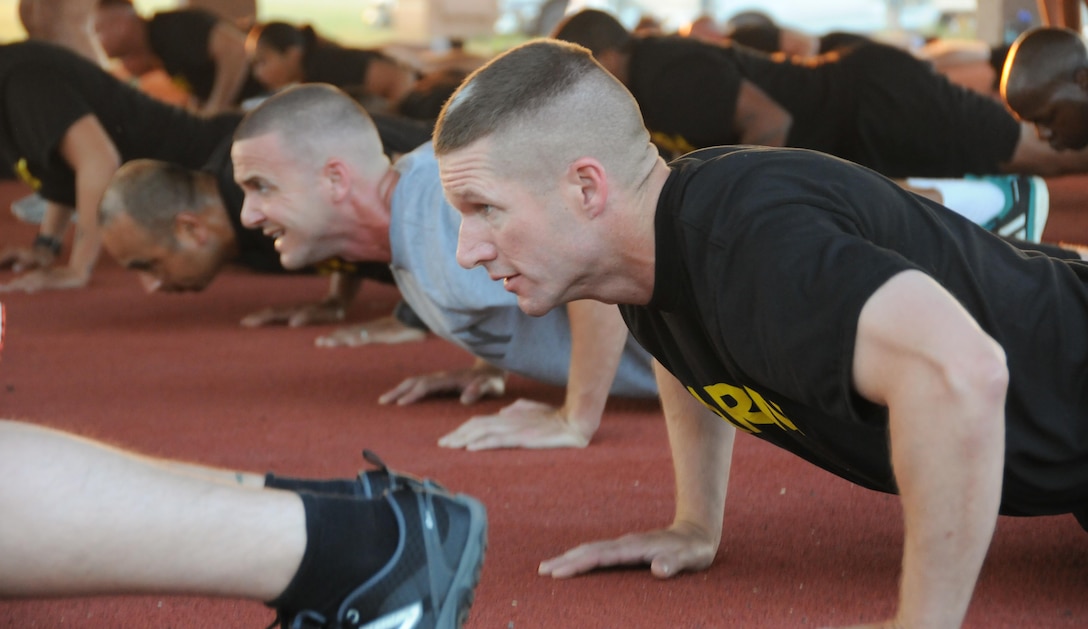 Sgt. Maj. of the Army Daniel A. Dailey conducts Physical Readiness Training July 7 with Soldiers of the Noncommissioned Officer Academy at Joint Base McGuire-Dix-Lakehurst, New Jersey. This event was part of a two-day visit to the joint base that included a tour of the base’s key mission and training assets as well as a town hall meeting with Soldiers and Army civilians. A driving force behind Dailey's visit to the base is the Army's number-one priority of readiness, which allows the Total Army to continue to answer our nation's calls, in an increasingly volatile and uncertain world.