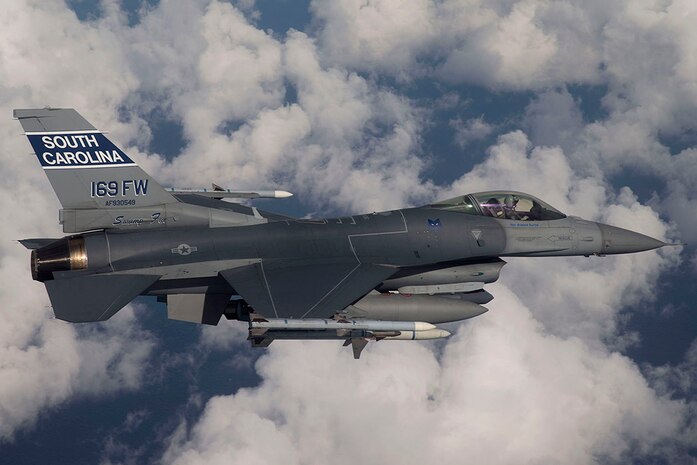 Aerial photos taken by Mr. Jim "Hazy" Haseltine from High-G Productions of F-16s assigned to the 169th Fighter Wing of the South Carolina Air National Guard at McEntire Joint National Guard Base, S.C. on 28-29 October 2014.