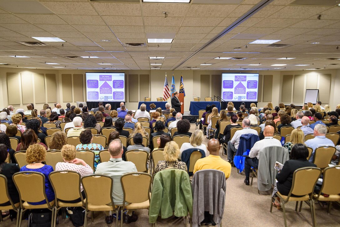 About 200 professionals from the Defense Contract Management Agency gathered in Northern Virginia recently for a three-day training workshop that discussed a variety of mission support topics. (DCMA photo by Patrick Tremblay) 
