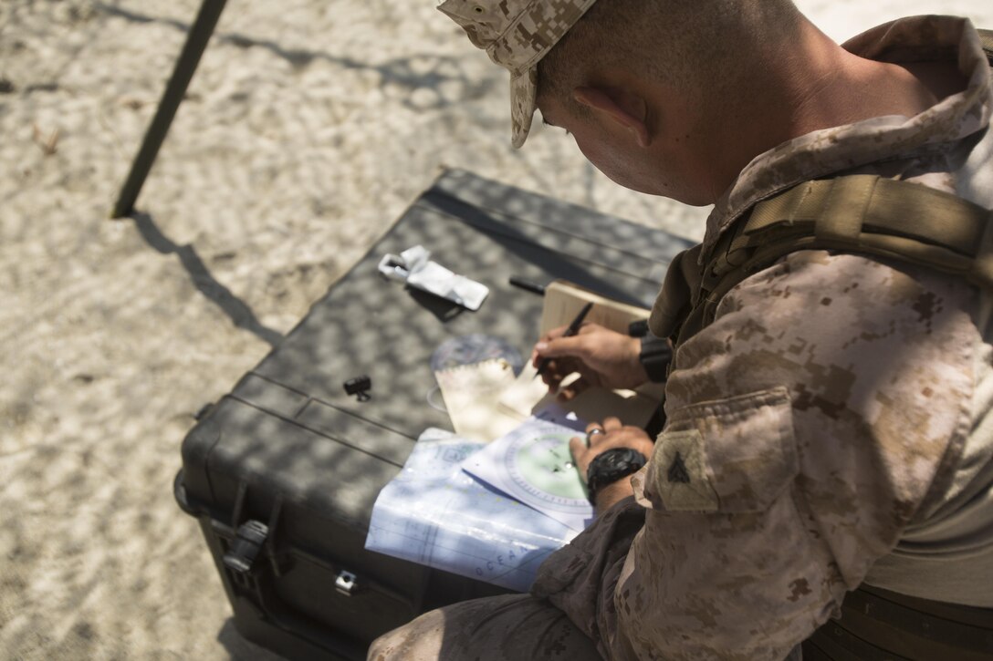 Marines with Headquarters and Service Company, 3D Assault Amphibian Battalion, 1st Marine Division, conduct amphibious combat sustainment training near White Beach aboard Marine Corps Base Camp Pendleton, Calif., June 38-30, 2016. The exercises helped leaders within 3D AA Bn. evaluate their newer Marines while ensuring their own skills remain sharp. The battalion is charged with forcible entry and ship-to-shore transportation of the ground combat element of I Marine Expeditionary Force. (U.S. Marine Corps photo by Sgt. Jacob D. Osborne/Released)