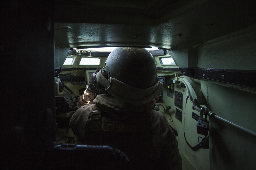 Marines with Headquarters and Service Company, 3D Assault Amphibian Battalion, 1st Marine Division, conduct amphibious combat sustainment training near White Beach aboard Marine Corps Base Camp Pendleton, Calif., June 38-30, 2016. The exercises helped leaders within 3D AA Bn. evaluate their newer Marines while ensuring their own skills remain sharp. The battalion is charged with forcible entry and ship-to-shore transportation of the ground combat element of I Marine Expeditionary Force. (U.S. Marine Corps photo by Sgt. Jacob D. Osborne/Released)