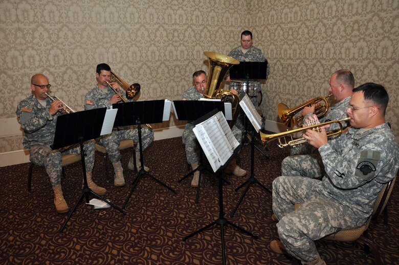 U.S. Army Corps of Engineers photo by Gina Baltrusch -- Soldiers of the 204th U.S. Army Band, from Vancouver, Washington, provided music for the U.S. Army Corps of Engineers, Walla Walla District, change-of-command ceremony, held July 8, 2016 at the Marcus Whitman Hotel and Conference Center in downtown Walla Walla. (U.S. Corps of Engineers photo)