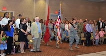 Soldiers from the 864th Engineer Battalion, stationed at Joint Base Lewis-McChord, near Tacoma, Washington, provided a ceremonial color guard for the U.S. Army Corps of Engineers, Walla Walla District, change-of-command ceremony, held July 8, 2016 at the Marcus Whitman Hotel and Conference Center in downtown Walla Walla. (U.S. Corps of Engineers photo)