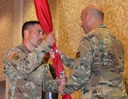U.S. Army Corps of Engineers photo by Jennifer McFadden Allen
Lt. Col. Damon A. Delarosa (left) assumed command of the U.S. Army Corps of Engineers, Walla Walla District, during a July 8, 2016, ceremony at the Marcus Whitman Hotel and Conference Center in downtown Walla Walla. Brig. Gen. Scott A. Spellmon (right), commander of the Corps’ Northwestern Division, presided over the ceremony. (U.S. Corps of Engineers photo)
