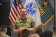 Sgt. Maj. of the Army Daniel A. Dailey meets with Army and Air Force students attending the Basic Leader Course at the Noncommissioned Officer Academy July 7 during a visit to Joint Base McGuire-Dix-Lakehurst, New Jersey. This event was part of a two-day visit to the joint base that included a tour of the base’s key mission and training assets as well as a town hall meeting with Soldiers and Army civilians. The driving force behind Dailey's visit was Soldier readiness, which allows the Total Army to continue to answer the nation's calls in an increasingly volatile and uncertain world.