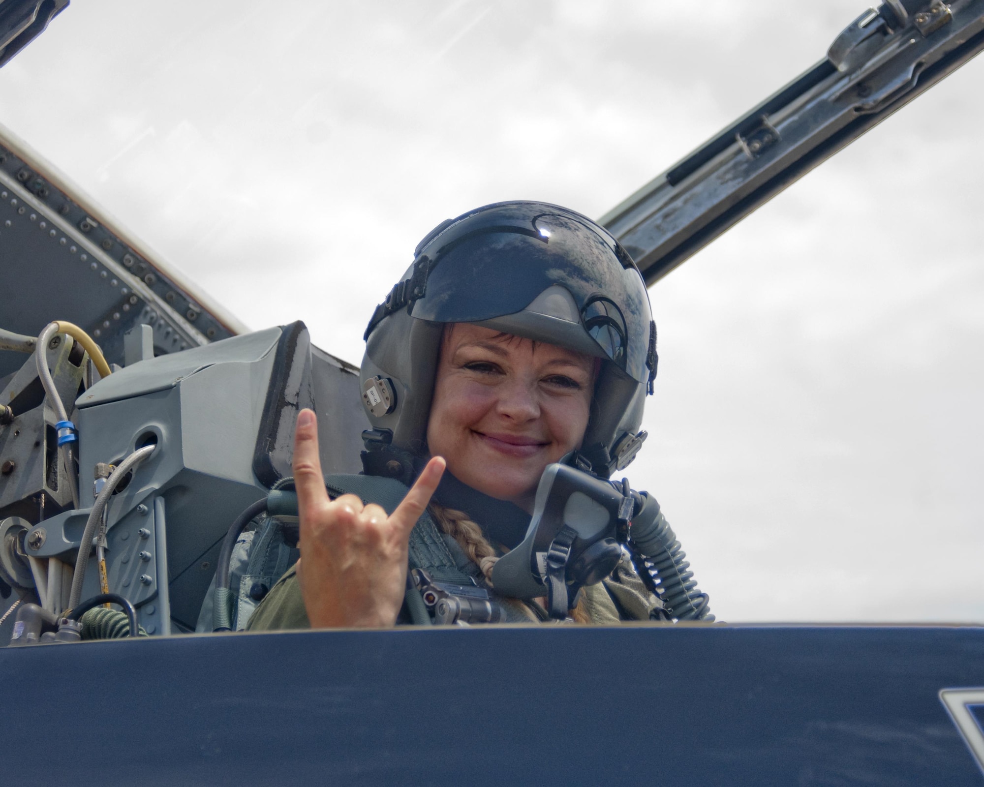 Chasity Burg in the back of a T-38 Talon. (Courtesy photo by Sarah English)