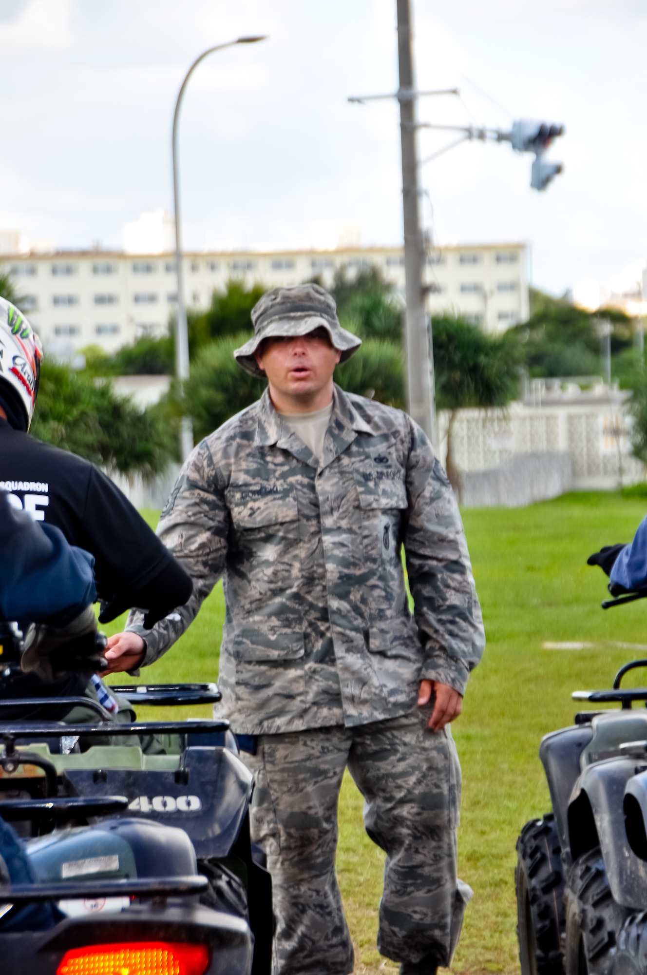 Tech. Sgt. Alexander Goreski, 944th Security Forces Squadron action officer, provides All Terrain Vehicle training to 18 SFS members June 30, 2016 during his annual tour dubbed “Operation Patriot Habu” at Kadena Air Base, Okinawa.   Because of their level of experience, Citizen Airmen from the 944th have integrated seamlessly into all aspects of the 18 SFS.  (U.S. Air Force photo by Tech. Sgt. Barbara Plante)