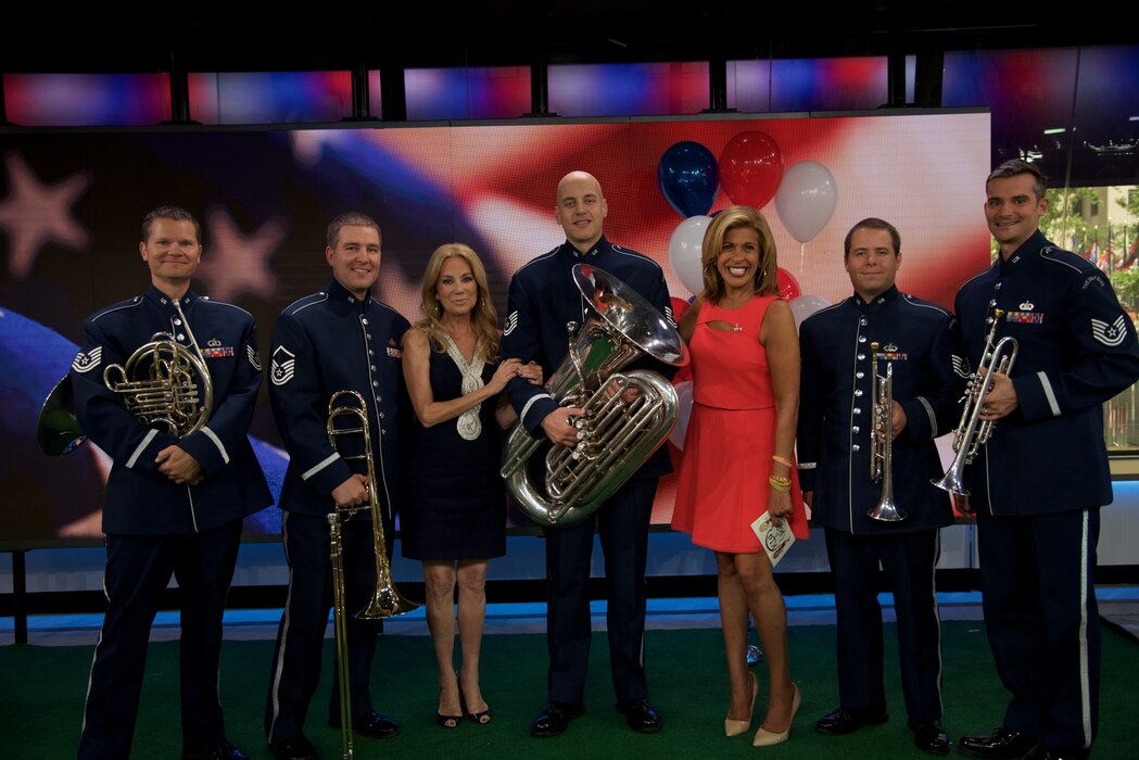 Members of the Ceremonial Brass Quintet celebrated the 4th of July with a special performance on Kathie Lee and Hoda on NBC's The TODAY Show. (USAF Photo by Chief Master Sgt Bob Kamholz/released)
