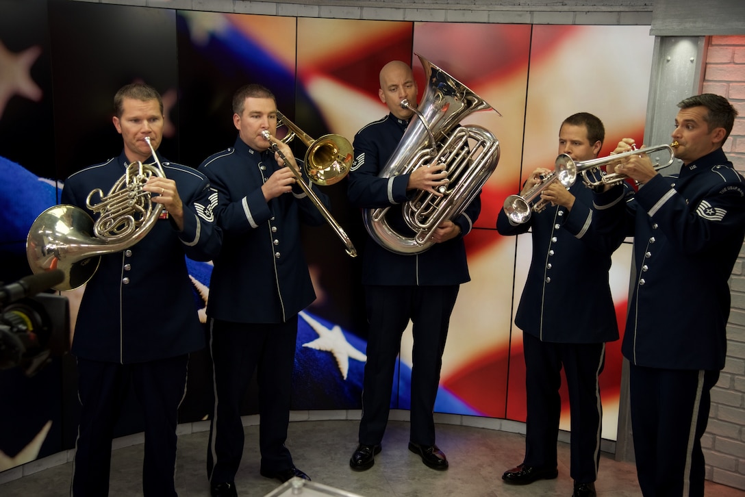 Members of the Ceremonial Brass Quintet celebrated the 4th of July with a special performance on Kathie Lee and Hoda on NBC's The TODAY Show. (USAF Photo by Chief Master Sgt Bob Kamholz/released)