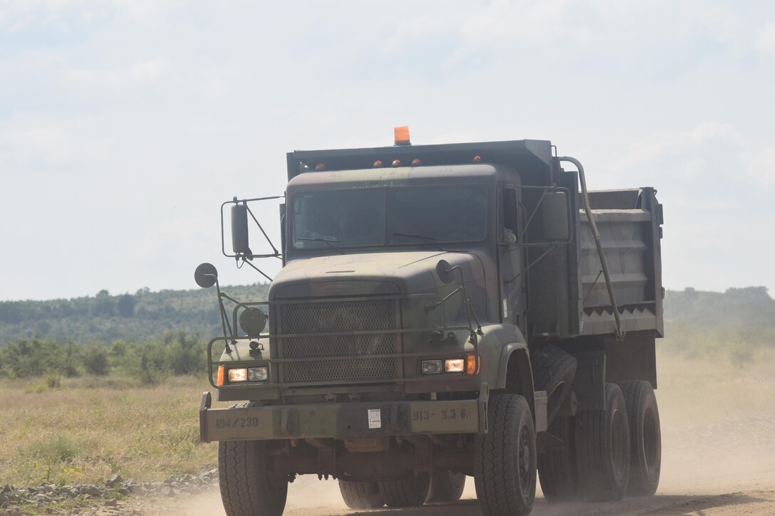 841st Engineer Battalion, U.S. Army Reserve arrive to Novo Selo Training Area, Bulgaria construction site on June 30, 2016 during Operation Resolute Castle 16. (U.S. Army Photo by 1st Lt. Matthew Gilbert, 194th Engineer Brigade, Tennessee Army National Guard)