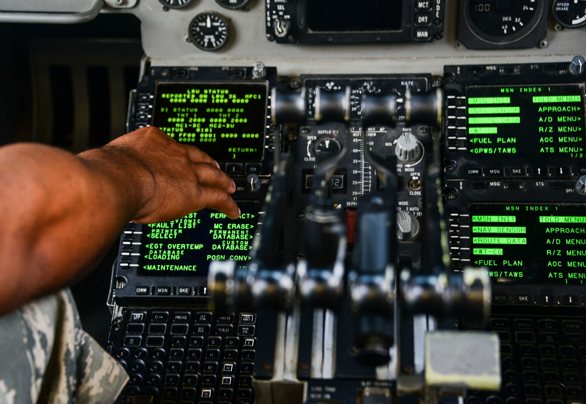 Staff Sgt. Benjamin Taylor, 8th Expeditionary Air Mobility Squadron, Aircraft Maintenance Flight instruments and flight controls craftsman, performs a hydraulic preflight inspection on a C-17 Globemaster III June 30, 2016, at Al Udeid Air Base, Qatar. The MXA flight here receives, refuels and launches C-17s, C-5 Galaxies and Boeing 777, 767 and 747 aircraft. In addition, they also support Maintenance Recovery Teams that deploy downrange to fix and recover any broken C-17s and C-5s aircraft around the U.S. Air Forces Central Command area of responsibility. (U.S. Air Force photo/Senior Airman Janelle Patiño/Released)