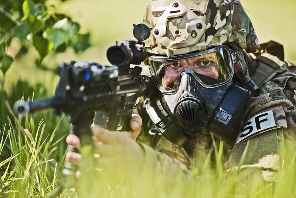 Defenders from the 791st Missile Security Forces Squadron participated in annual tactical training at Minot Air Force Base, N.D., May 23, 2016. Training stations allowed SF members to practice small unit combat tactics, employ inert smoke grenades and perform casualty care and evacuation. These exercises were just a small portion of the tactical maneuver training SF members receive annually. (U.S. Air Force photo/Airman 1st Class J.T. Armstrong)