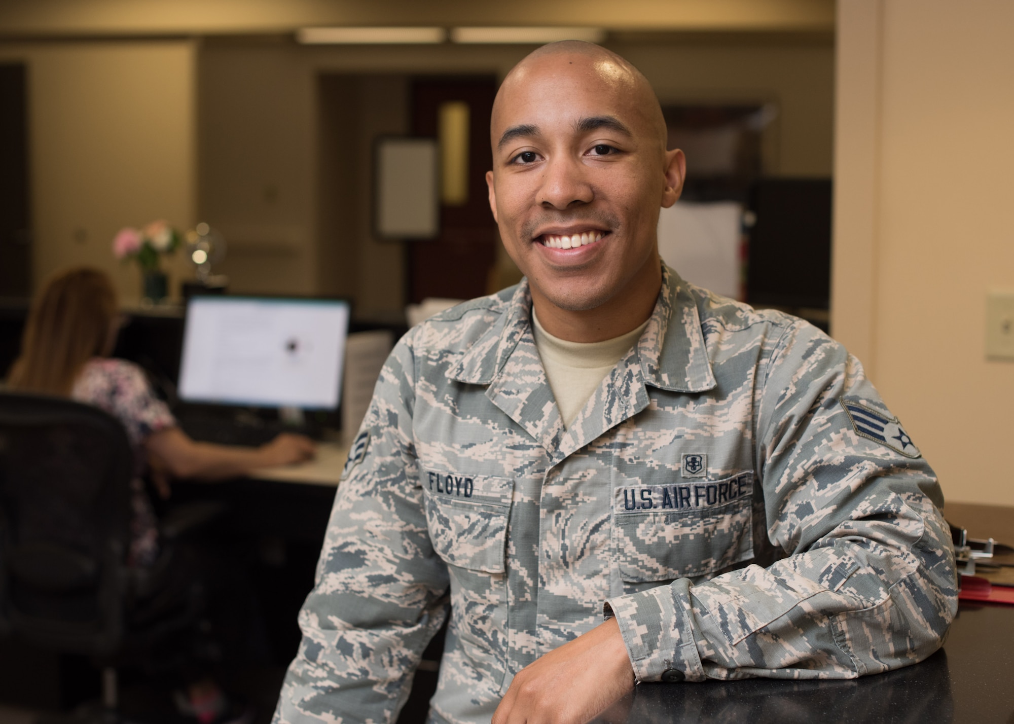 Senior Airman Vincent Floyd, 60th Orthopedics Flight medical administration specialist, has made a lasting impression on patients and co-workers with his commitment to service and caring for others. (U.S. Air Force photo by Ken Wright/RELEASED)