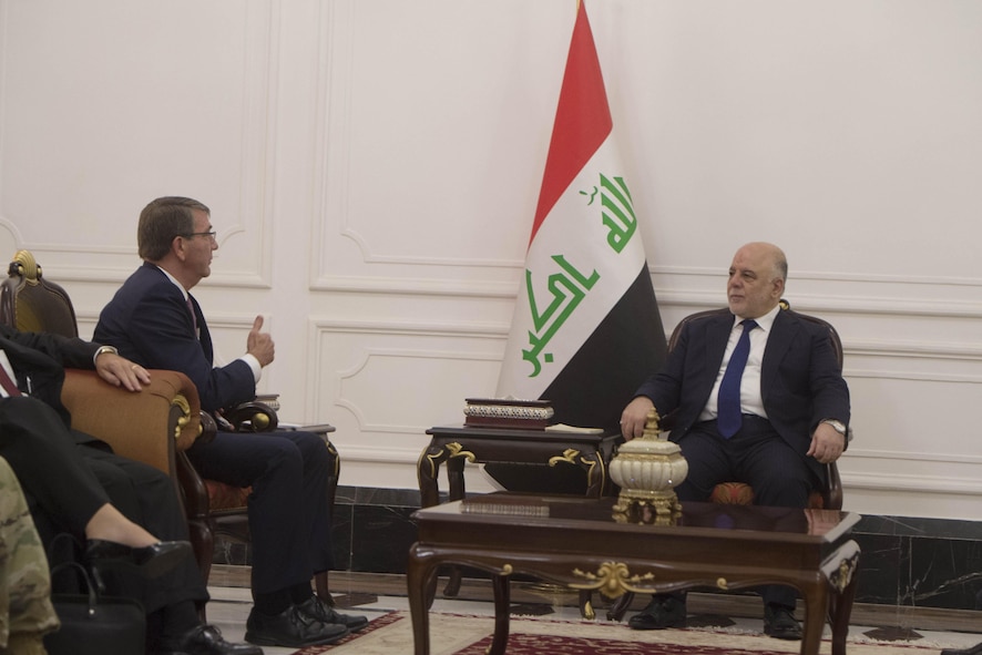 Defense Secretary Ash Carter meets with Iraqi Prime Minister Haider al-Abadi 