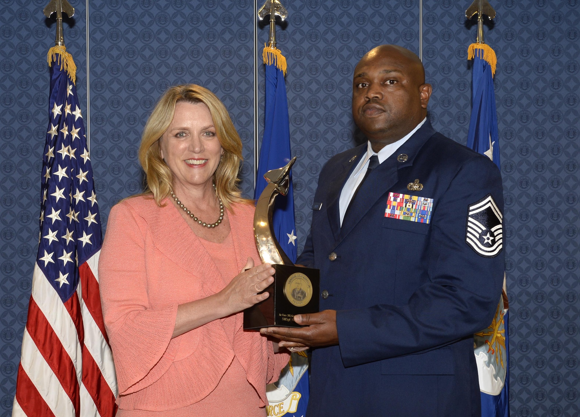 Senior Master Sgt. Nathan McCoy, the 86th Logistics Readiness Squadron fuels flight superintendent at Ramstein AB, Germany,  oversaw U.S. Air Forces in Europe’s largest fuels account, supplying 75 million gallons of jet fuel to 8,100 aircraft, resulting in the airlift of 30,000 personnel and 22 million tons of cargo. As the command’s fuels equipment manager, McCoy guided the delivery of 80 million gallons of fuel to support nine wings and five forward operating bases. (U.S. Air Force photo/Andy Morataya)