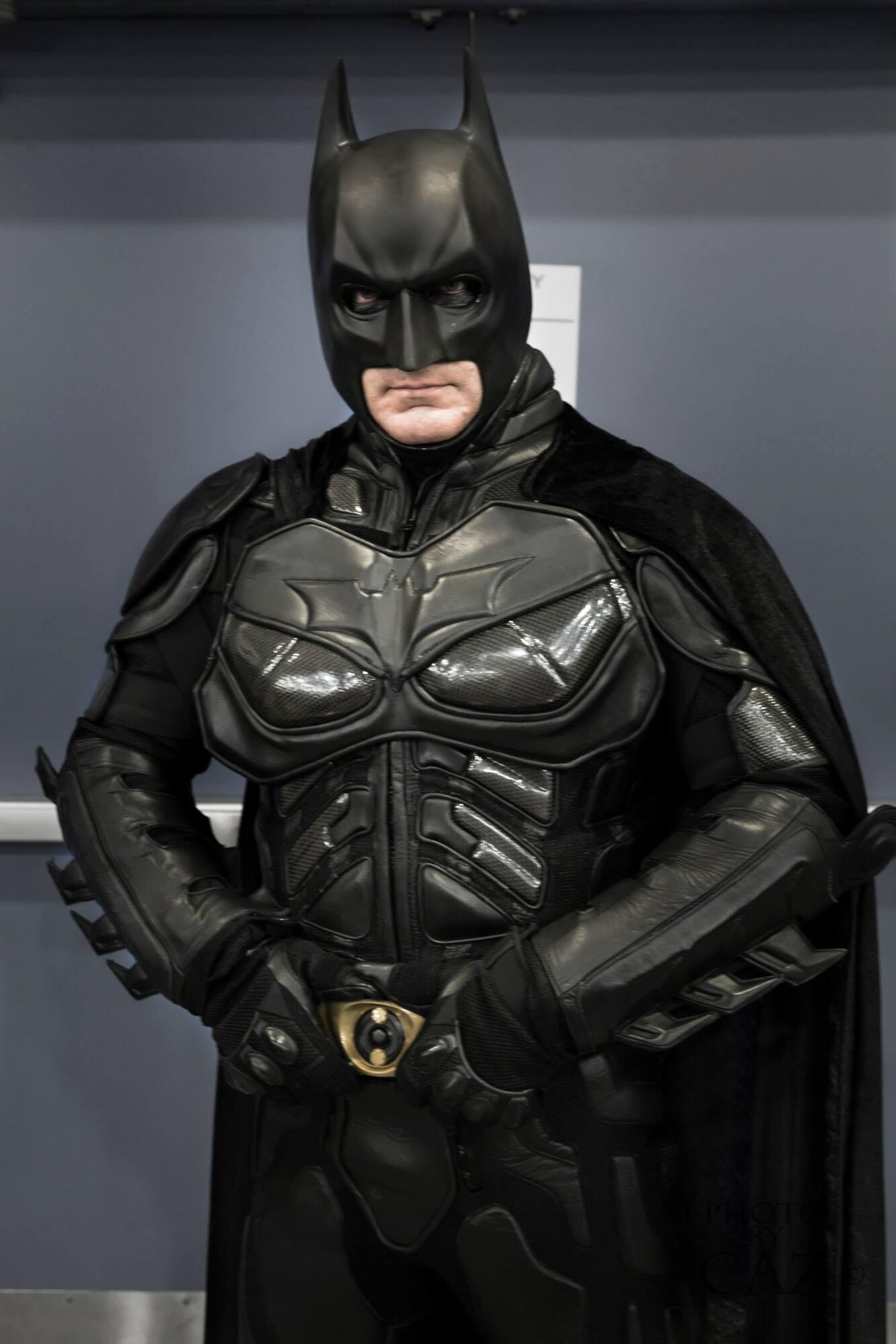 Master Sgt. Frank Navarro, the 482nd Fighter Wing Honor Guard superintendent, poses in the Batman costume he wears to combat bullying in local schools through mentoring at afterschool programs. Navarro was selected as a Military Service Person of the Year by the Greater Miami Chamber of Commerce during their  