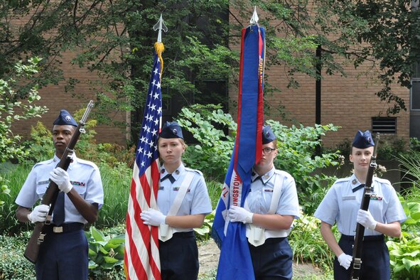 Members of the Youngstown Air Reserve Station (YARS) Civil Air Patrol (CAP) Squadron Honor Guard, based in Vienna, Ohio, present the colors during the opening ceremony of the annual Summer Festival of the Arts held on the Youngstown State University campus here, July 9, 2016. According to the squadron’s website, CAP is the United States Air Force Auxiliary and is tasked with the cadet program, emergency services and aerospace education. Rising from its roots in World War II, CAP is a benevolent, nonprofit organization dedicated to saving lives, flying counterdrug missions, providing disaster relief, advancing young people and supporting America's educators. For more information about the YARS CAP Squadron, please visit http://oh051.ohwg.cap.gov/ (Courtesy photo/Deana Barko)