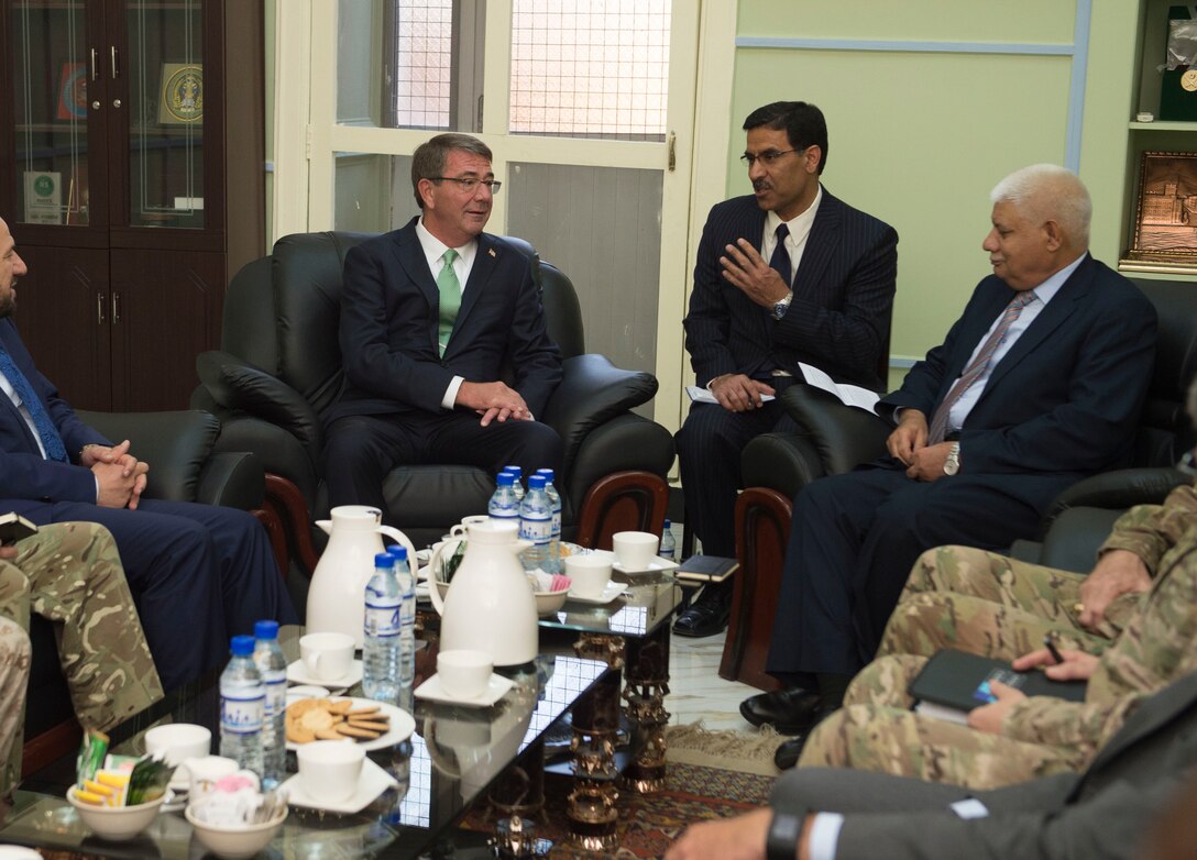 Defense Secretary Ash Carter meets with Afghan Defense Minister Abdullah Khan Habibi in Kabul, Afghanistan, July 12, 2016. DoD photo by Navy Petty Officer 1st Class Tim D. Godbee