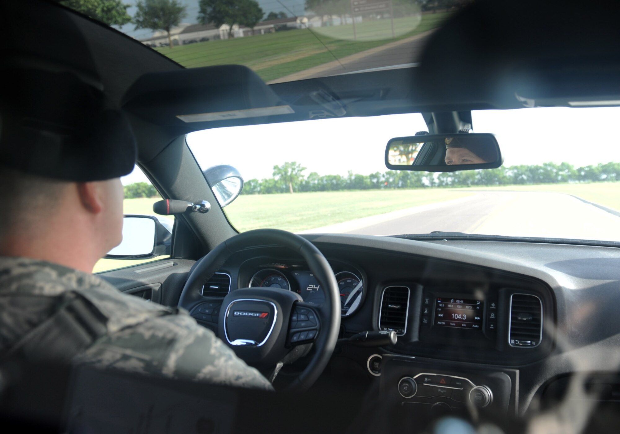 Staff Sgt. Mitchell Smith, 22nd Security Forces Squadron patrolman, drives on McConnell Air Force Base, Kan., July 12, 2016. The security forces squadron received a new patrol car from the logistics readiness squadron with upgraded technology, to better serve the population on base. (U.S. Air Force photo/Senior Airman David Bernal Del Agua)