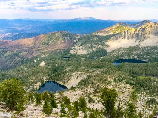 Two lakes lie in the Rainbow Basin in the Boise National Forrest, Idaho, 2015. These high altitude Alpine lakes are often seen as hotspots for wildlife activity and can offer a good chance for animal sightings. (Courtesy photo by Aj Workinger/RELEASED)