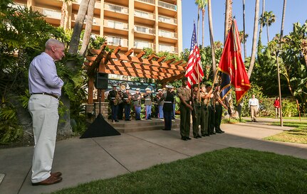 Marines with 3rd Marine Air Wing present colors during the opening ceremony for USPACOM Amphibious Leaders Symposium (PALS) in San Diego, Calif., July 10, 2016. PALS brings together senior leaders of allied and partner nations from the Indo-Asia-Pacific region to discuss key aspects of maritime/amphibious operations, capability development, crisis response, and interoperability. Twenty-two allied and partnered nations, including the U.S. are participating. 