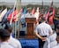 Adm. Harry B. Harris, Jr., U.S. Pacific Command commander, provides remarks during an assumption-of-command ceremony at Joint Base Pearl Harbor-Hickam, Hawaii, July 12, 2016. Harris and Gen. David L. Goldfein, U.S. Air Force Chief of Staff, presided over the ceremony in which Gen. Terrence J. O’Shaughnessy assumed command of Pacific Air Forces. (U.S. Air Force photo by Capt. Raymond Geoffroy)