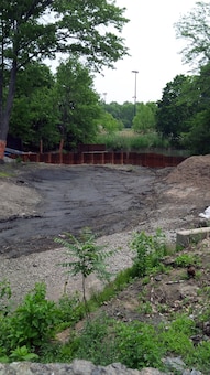 Removal of sediment downstream of Avenue Louis Pasteur Culvert to create the Flood Risk Management Channel – mid June 2015