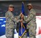 Col. Eric R. Jenkins receives the guidon from Maj. Gen. John Flournoy, 4th Air Force commander, during a change of command ceremony on July 10, 2016, at Seymour Johnson Air Force Base, North Carolina. Flournoy presided over the ceremony in which Shenkenberg relinquished command of the 916th ARW to Col. Eric R. Jenkins, formally the vice wing commander of the 507th ARW, Tinker AFB, Oklahoma. (U.S. Air Force Photo/Senior Airman Jeramy Moore)