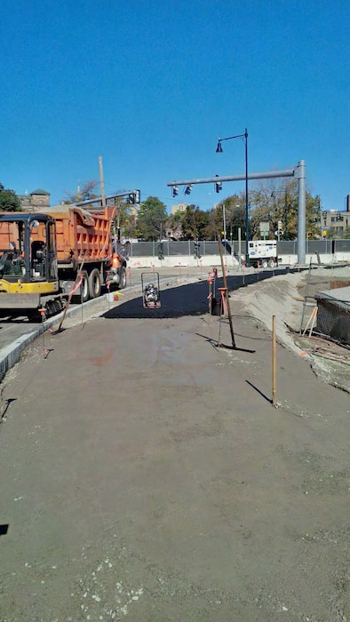 Note the new traffic signal and new ornamental streetlight in the background – mid October 2015.