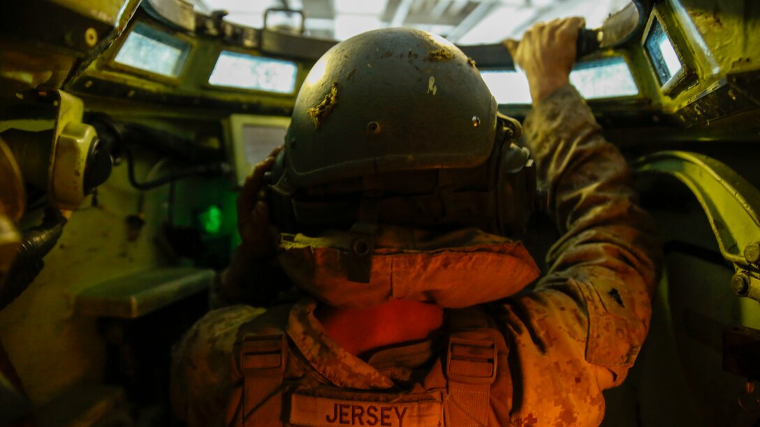 U. S. Marine Cpl. Paul Jersey prepares to start an amphibious assault vehicle aboard the Mexican navy tank landing ship ARM Usumacinta (A-412) July 5, 2016. U.S. Marines assigned to Bravo Company, 3rd Amphibious Assault Battalion practiced AAV embarkation procedures with crewmembers of the Usumacinta (A-412) as part of the Rim of Pacific 2016 exercise. Twenty-six nations, more than 40 ships and submarines, more than 200 aircraft and 25,000 personnel are participating in RIMPAC from June 30 to Aug. 4, in and around the Hawaiian Islands and Southern California. The world's largest international maritime exercise, RIMPAC provides a unique training opportunity that helps participants foster and sustain the cooperative relationships that are critical to ensuring the safety of sea lanes and security on the world's oceans. RIMPAC 2016 is the 25th exercise in the series that began in 1971. Jersey is an amphibious assault vehicle operator with the 3rd Amphibious Assault Battalion.