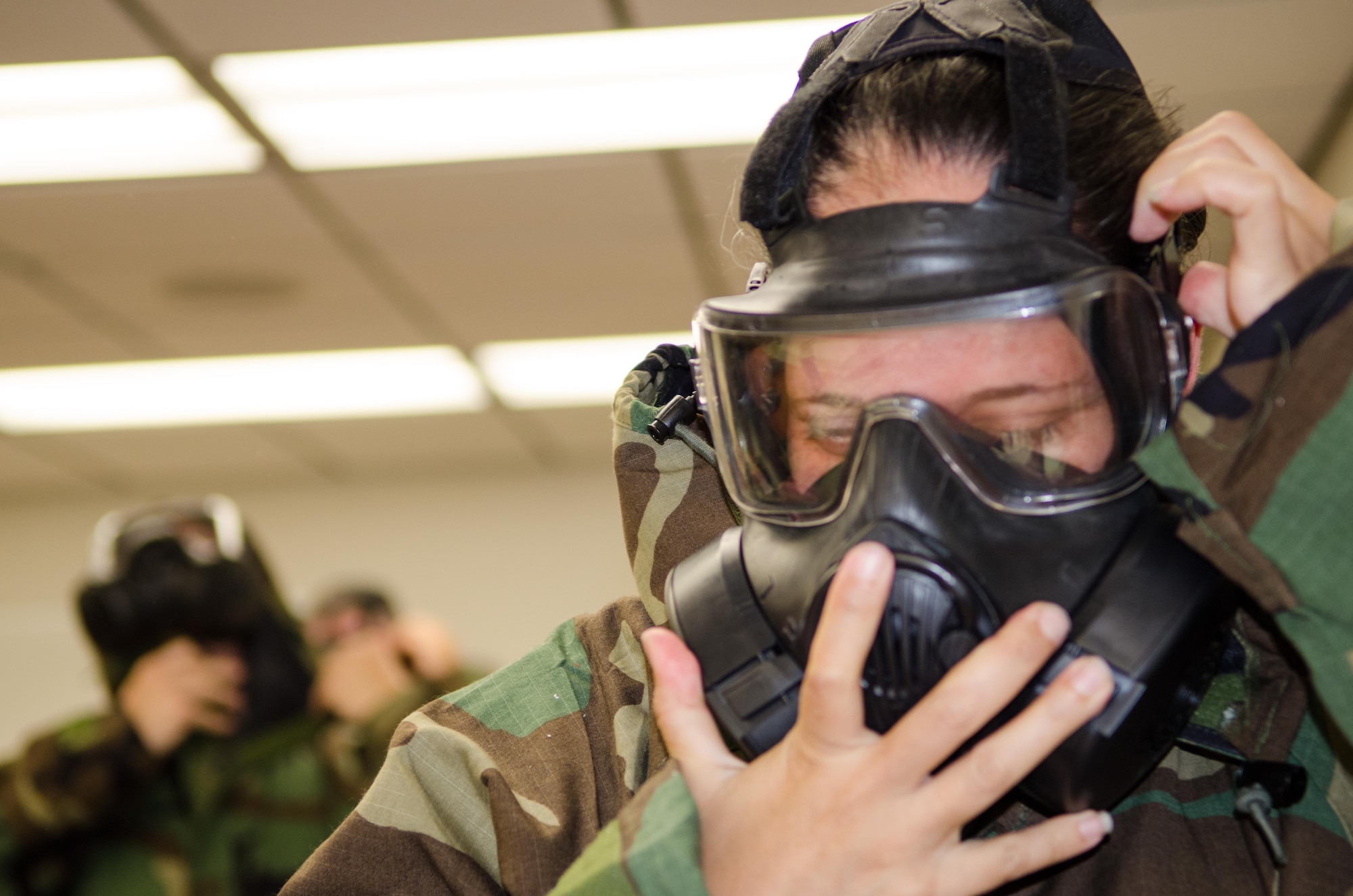 Reservists from the 920th Rescue Wing had a refresher course during July’s Unit Training Assembly on CBRN – chemical, biological, radiological and nuclear warfare defense here. CBRN training is part of the Wing’s combat readiness to ensure Reservists are up-to-date on this life saving measure of how to protect themselves in case of emergency. (U.S. Air Force photo/Capt. Leslie Forshaw)