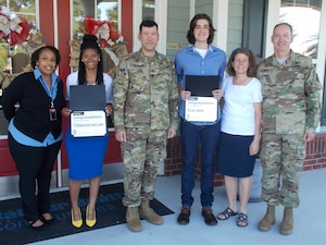 Fort Eustis family home residents Elias Irick and Tommisha Wilson receive academic scholarship awards from Balfour Beatty Communities for the 2016-17 school year through the Balfour Beatty Communities Foundation at Fort Eustis, Va., May 30, 2016. The Balfour Beatty Communities Foundation is committed to honoring military families by supporting organizations that assist military service members and their families. (U.S. Army courtesy photo) 