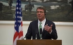 efense Secretary Ash Carter speaks during a news conference in Kabul, Afghanistan, July 12. Carter visited Afghanistan to meet with government leaders about the Resolute Support mission. (DoD photo by Navy Petty Officer 1st Class Tim D. Godbee) 