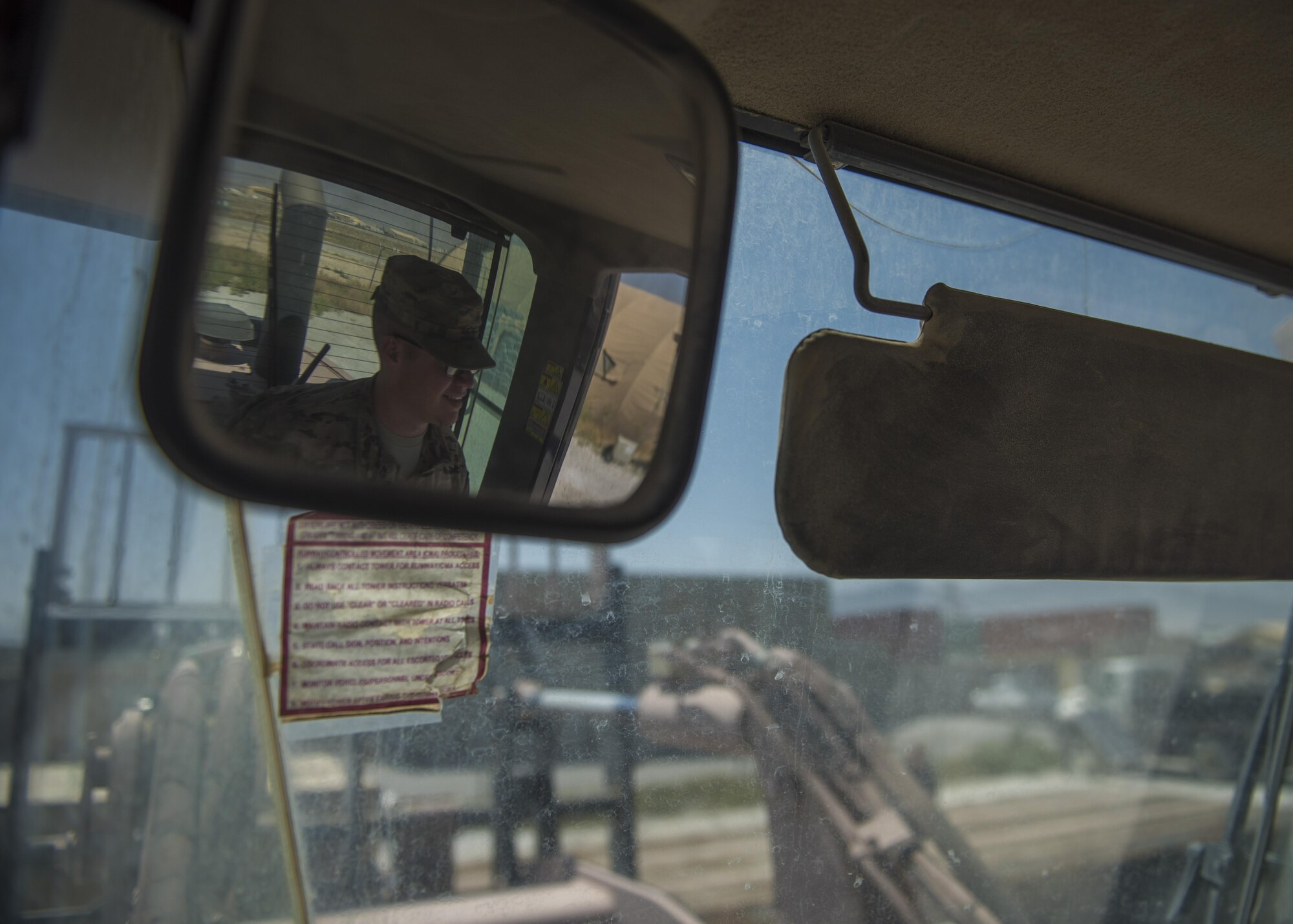 Airman 1st Class Hayden Kidder, 455th Expeditionary Communications Squadron knowledge management journeyman, uses a 10k forklift to lift a mail tri-wall, July 13, 2016, Bagram Airfield, Afghanistan. The 455th ECS Airman undergo training in order to get certified to operate heavy machinery. (U.S. Air Force photo by Senior Airman Justyn M. Freeman)