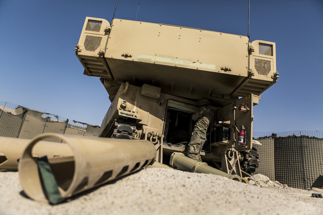Soldiers conduct a resupply of artillery rounds for an M109A6 Paladin howitzer after a fire mission at Al-Taqaddum Air Base, Iraq, June 27, 2016, to support Operation Inherent Resolve. Marine Corps photo by Sgt. Donald Holbert