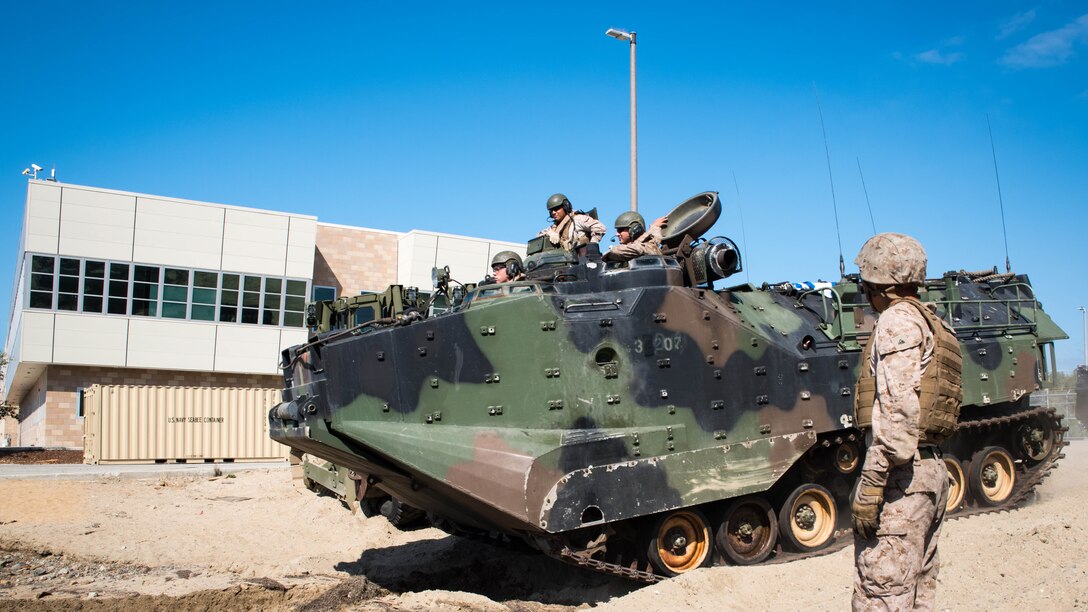 U.S. Marines with Company B, 3rd Assault Amphibious Battalion, 1st Marine Division, prepare to get underway with amphibious assault vehicles from Naval Amphibious Base Coronado to participate in the Rim of the Pacific 2016 exercise. Twenty-six nations, more than 40 ships and submarines, more than 200 aircraft and 25,000 personnel are participating in RIMPAC from June 30 to Aug. 4, in and around the Hawaiian Islands and Southern California. 