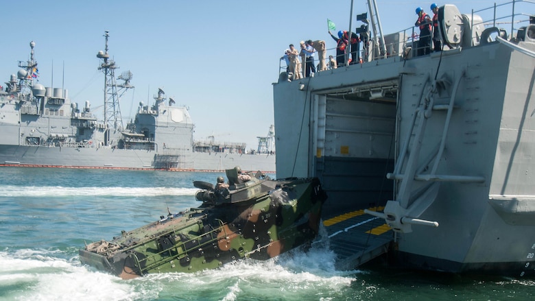 U.S. Marines, attached to 3rd Amphibious Assault Battalion’s Bravo Company, embark on Mexican Navy’s ARM Usumacinta (A-412), in an amphibious assault vehicle at Naval Base San Diego, as part of AAV operation training during Rim of the Pacific 2016. Twenty-six nations, more than 40 ships and submarines, more than 200 aircraft and 25,000 personnel are participating in RIMPAC from June 30 to Aug. 4, in and around the Hawaiian Islands and Southern California. 