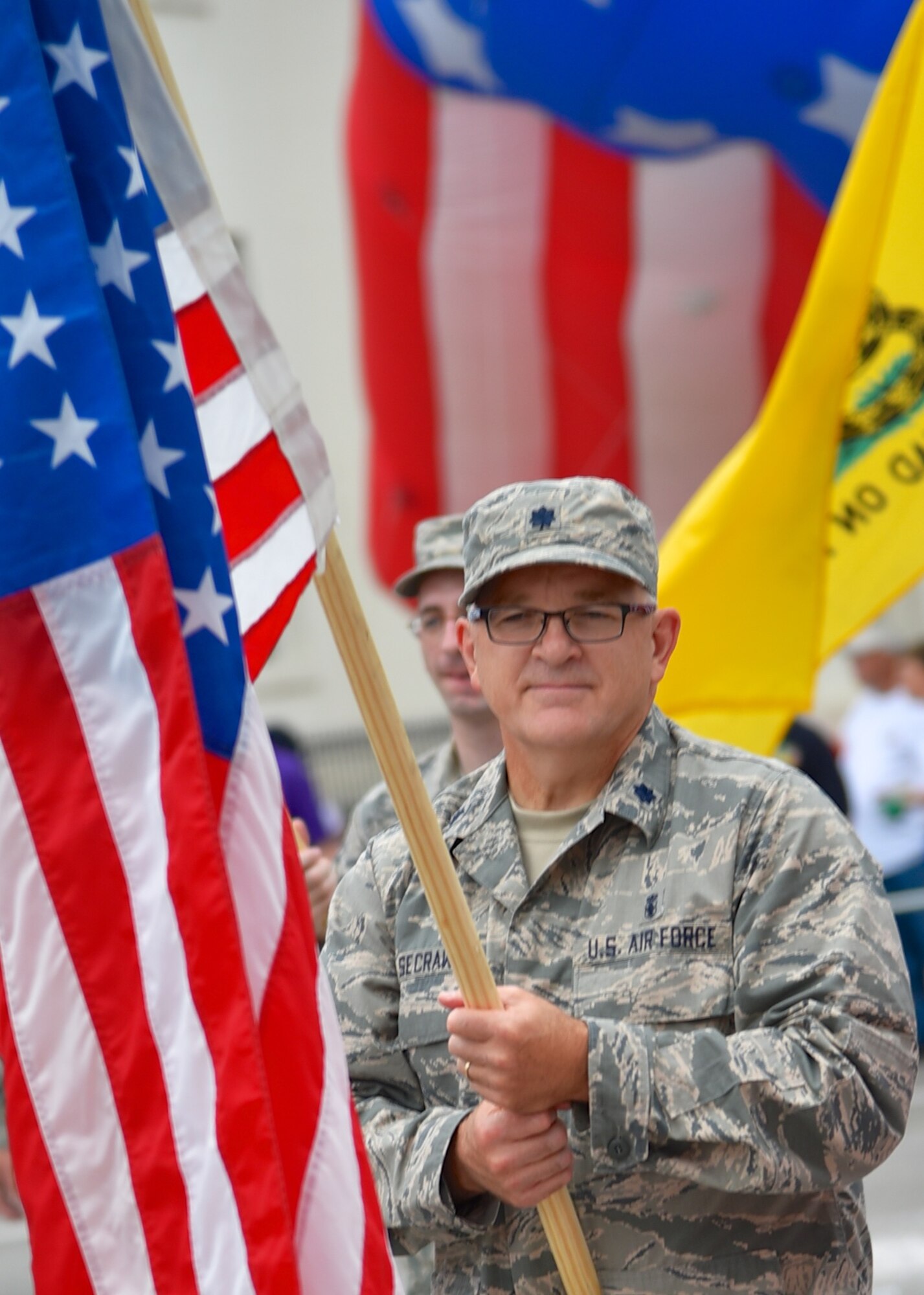 One of the newest members of the 932nd Airlift Wing, Lt. Col. Steven Secraw, 932nd Aeromedical Staging Squadron, was highly impressed with his unit and their participation in recent Independence Weekend activities.  (U.S. Air Force photo by Tech. Sgt. Christopher Parr)