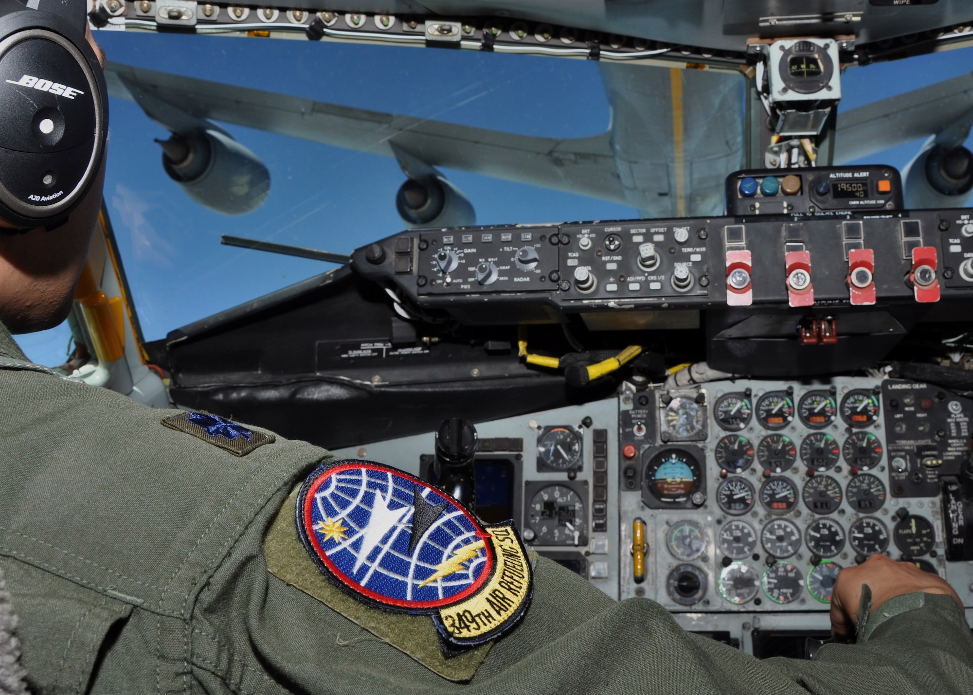 Lt. Col. Eric Rivero, 349th Air Refueling Squadron operations officer, flies toward another KC-135 Stratotanker during a Receiver/Tanker training flight July 13, 2016, McConnell Air Force Base, Kan. Team McConnell pilots have been completing R/T training in preparation for the arrival of the KC-46A Pegasus. (U.S. Air Force photo by Senior Airman Preston Webb)